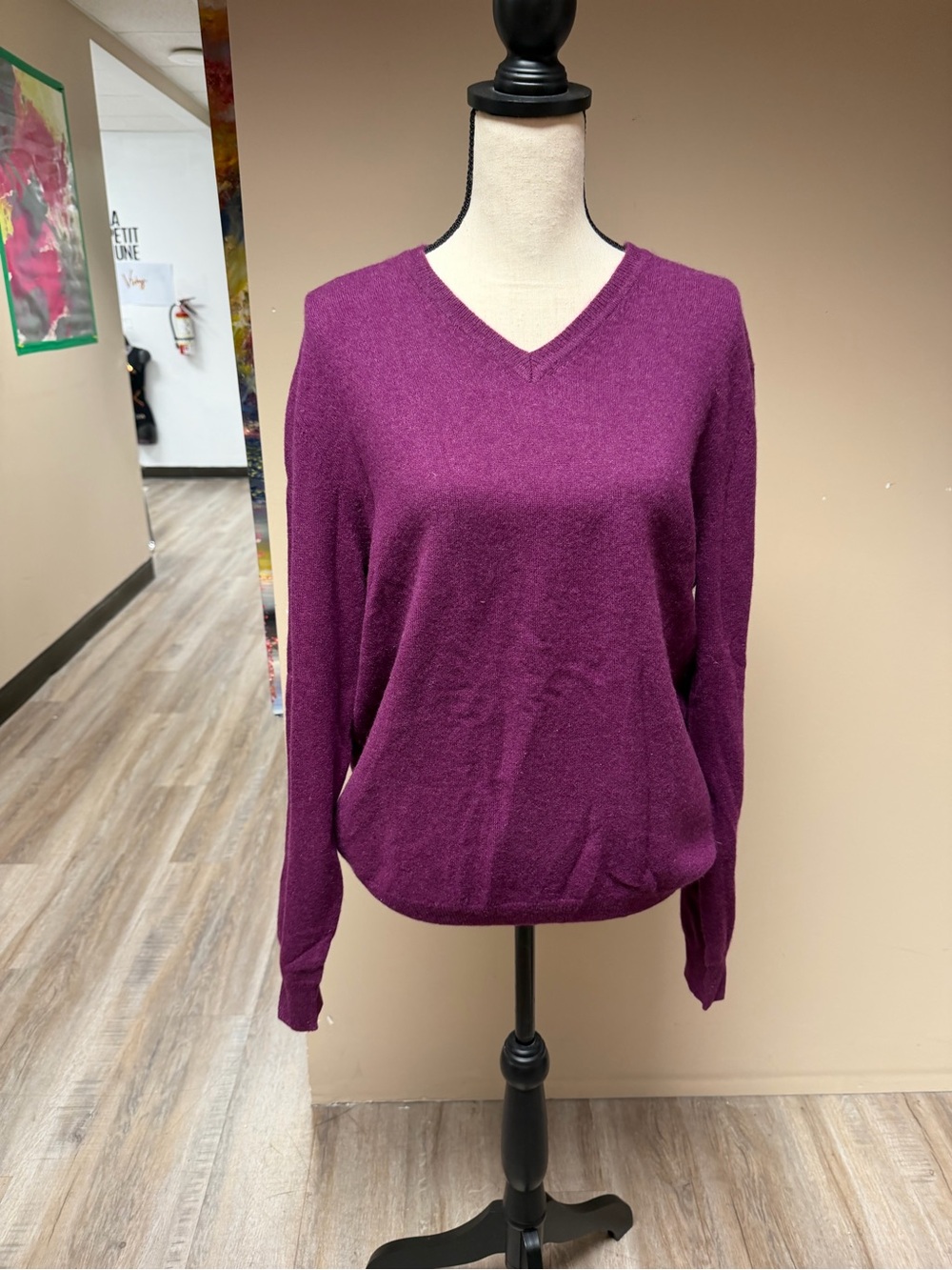 Black Brown cashmere 1826 Plum V-Neck Sweater